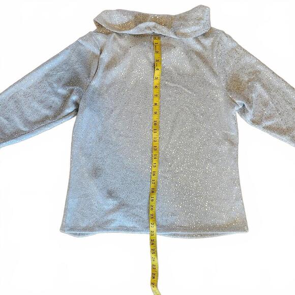 Adrienne Vittadini Shimmering Silver Cowl Neck Sweater Top Large - Picture 7 of 8